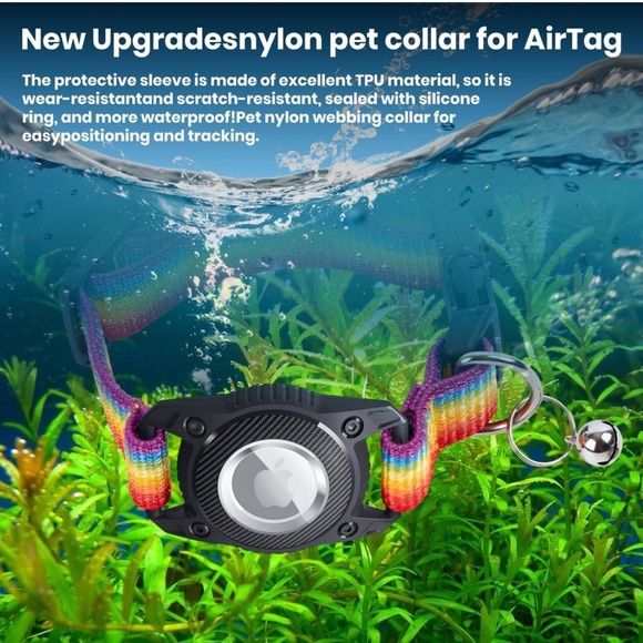 Cat Dog Collar,Integrated GPS Dog Collar with Bells and Apple AirTag Holder,Ligh - Picture 2 of 9